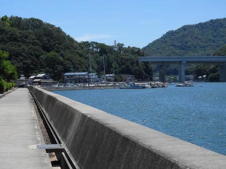 笠岡市　美の浜港 岡山県,美の浜港,十一番町緑道の写真素材