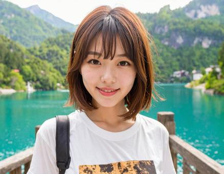 湖畔に来ていますの写真