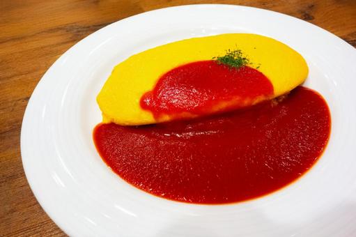 Fluffy and soft egg omelet rice, JPG