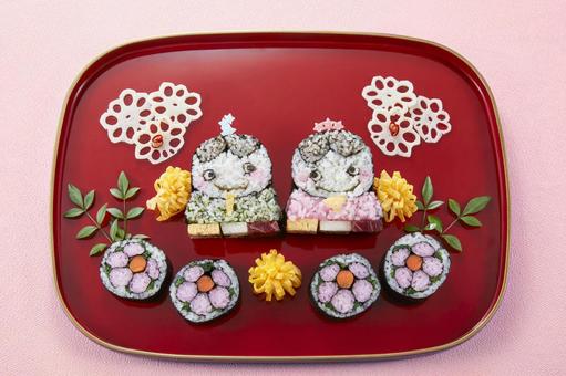 キャラ巻き寿司 飾り寿司,おひなさま,雛人形の写真素材