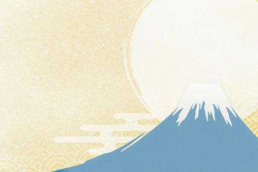 富士山と和柄の背景・年賀状の素材 和紙,年賀状,富士山の写真素材