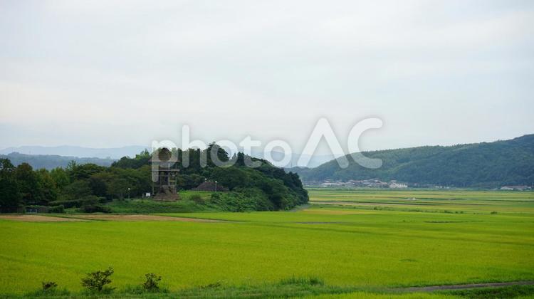 風景　田んぼの先に櫓が見える 風景,櫓,古代の写真素材