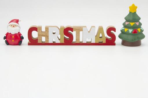 クリスマスの文字とサンタとツリー クリスマス,メリークリスマス,サンタクロースの写真素材