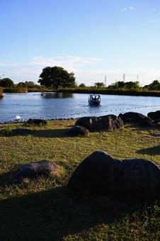 公園　夕暮れ 秋,公園,グリーンパークの写真素材