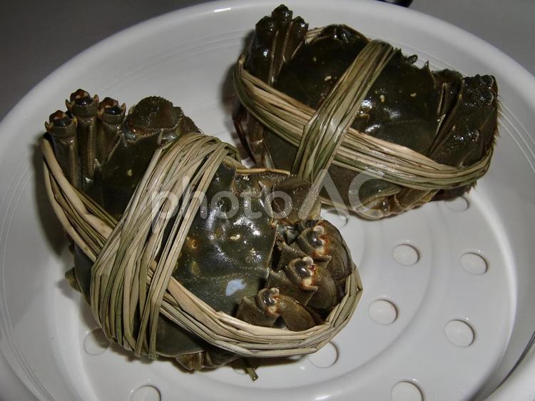 調理前の上海蟹 上海,シャンハイ,炊飯器調理の写真素材