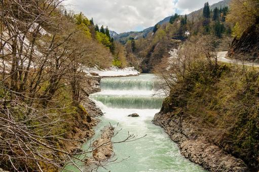 250429秋山郷清水川原 秋山郷,長野県,栄村の写真素材