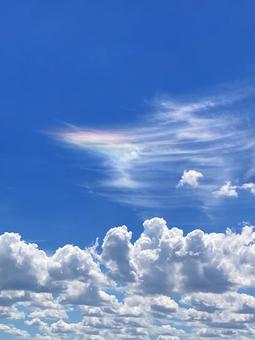 夏空 夏空 夏空,彩雲,雲の写真素材