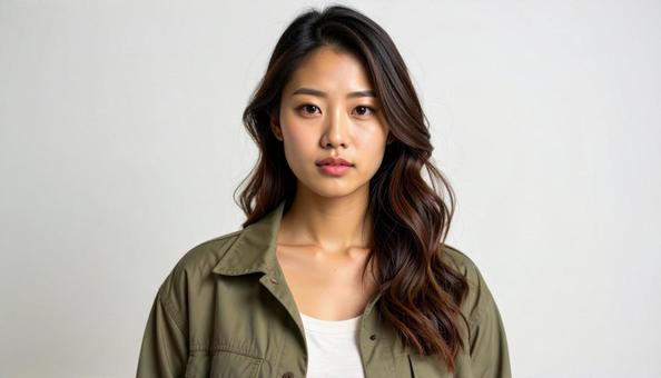 前を見る若いアジア人女性のポートレート 前を見る若いアジア人女性のポートレートの写真