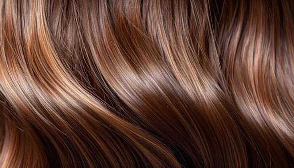 贅沢で光沢のある茶色の髪のクローズアップ 贅沢で光沢のある茶色の髪のクローズアップの写真
