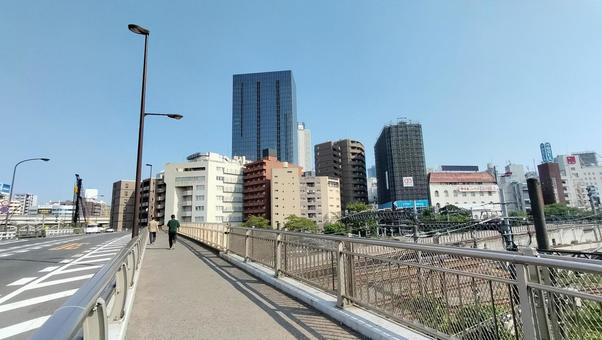 池袋駅北口周辺 池袋駅北口周辺 歩道橋,ビル,フェンスの写真素材