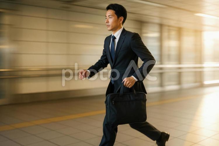 移動中の男性ビジネスマン 日本人,男性,スーツの写真素材