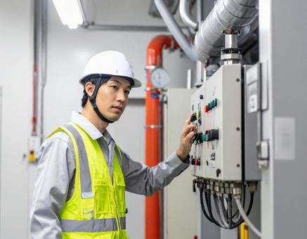 設備を操作・点検する男性作業員のイメージ 設備を操作・点検する男性作業員のイメージの写真