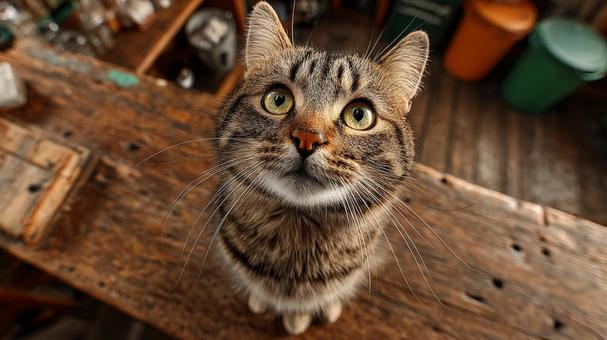 こちらを見つめる猫 こちらを見つめる猫の写真