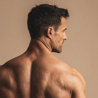 鍛えられた男性の背中 鍛えられた男性の背中の写真