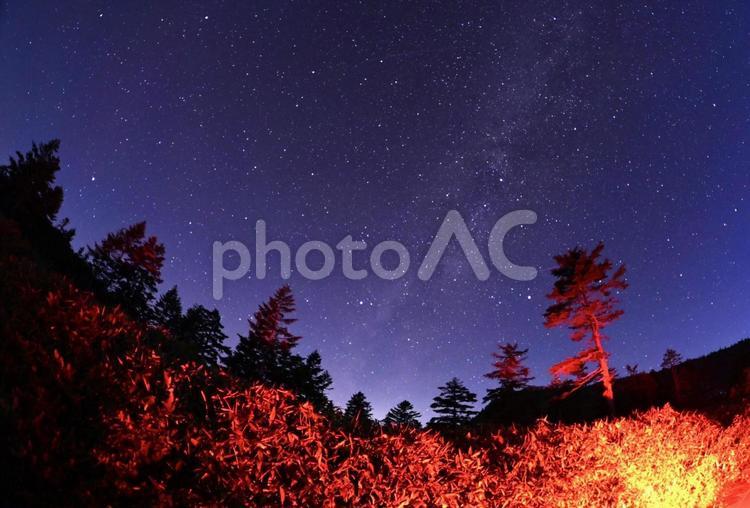 夏の夜の満天の星空　天の川 天の川,星,夜の写真素材