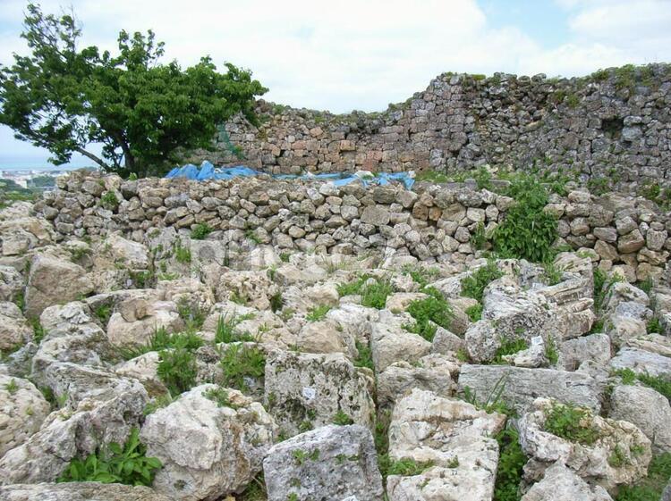 中城城一の郭城壁 中城城の写真素材