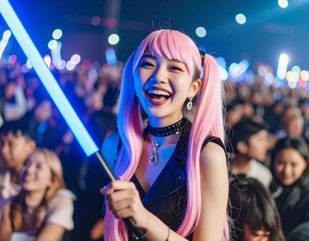 推し活女子・青のサイリウム 推し活女子・青のサイリウムの写真