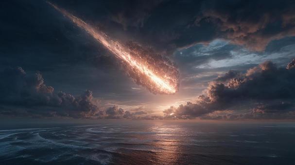 空を切り裂く、巨大な火球が海面に迫る瞬間 空を切り裂く、巨大な火球が海面に迫る瞬間の写真