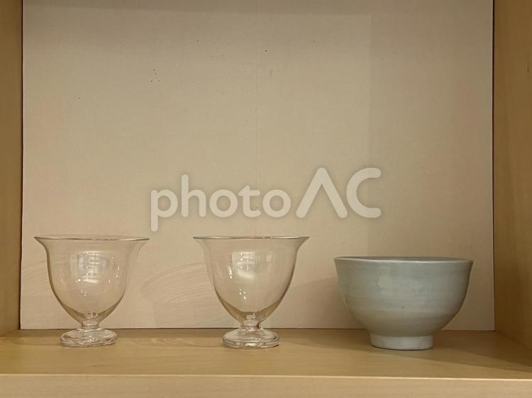 ３つの器 パフェグラス,デザートグラス,グラスの写真素材