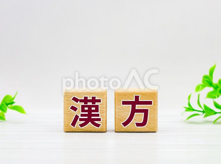 漢方の概念を表す木製文字ブロック 漢方,伝統医学,漢方薬の写真素材