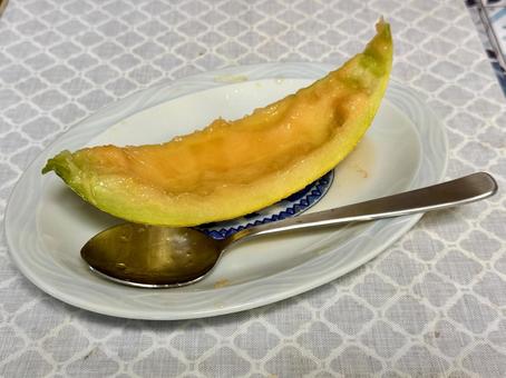 食べ終えた夕張メロン 食べ終えた夕張メロン 食後,皮,表皮の写真素材