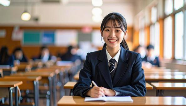笑顔の学生 笑顔の学生の写真
