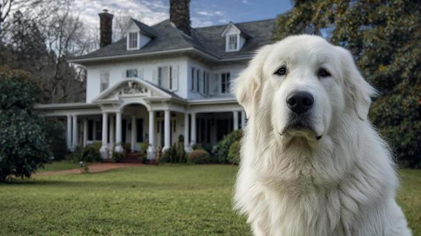 美しい庭でくつろぐペットの写真