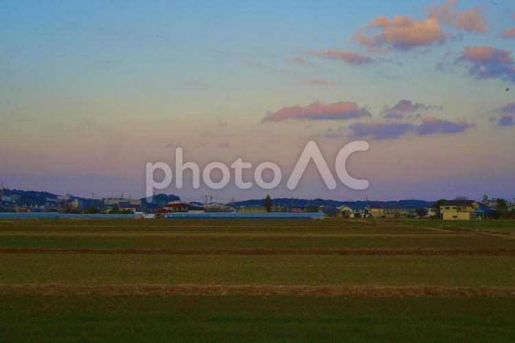 田舎の風景 夕方,夕暮れ,屋外の写真素材