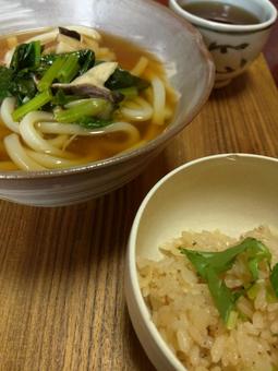 Set of grated rice and udon udon, it is healthy., there are not many people, bonito soup, JPG