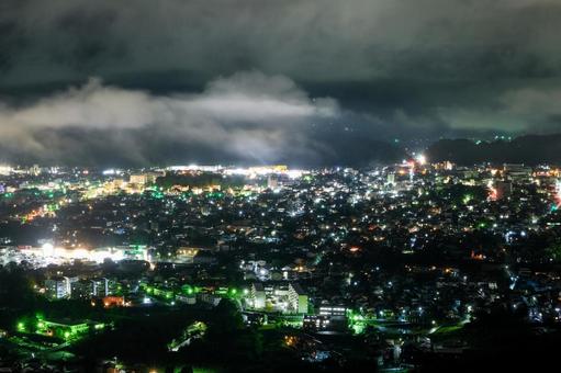 秩父ミューズパークからの夜景 雲海,秩父ミューズパーク,秩父の写真素材