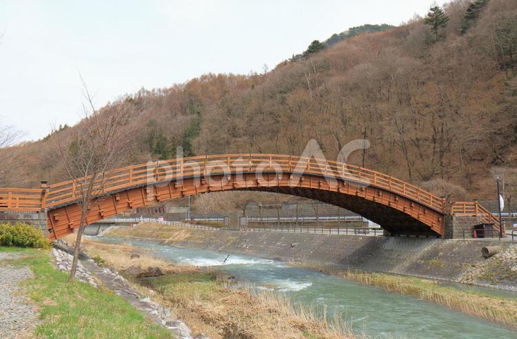 長野県　歴史的町並みの奈良井宿 橋,川,田舎の写真素材