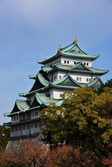 秋の空と名古屋城1 名古屋城,風景,城の写真素材