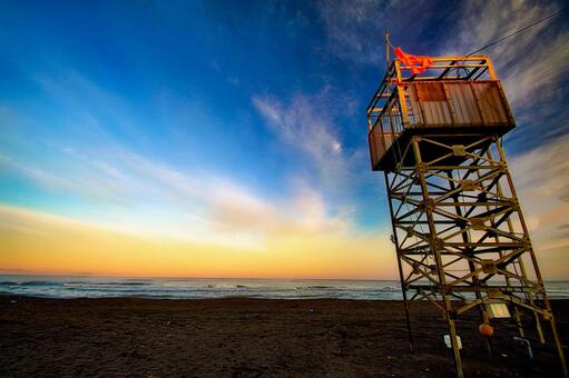 晩秋 早朝の石狩浜 北海道,石狩市,石狩浜の写真素材