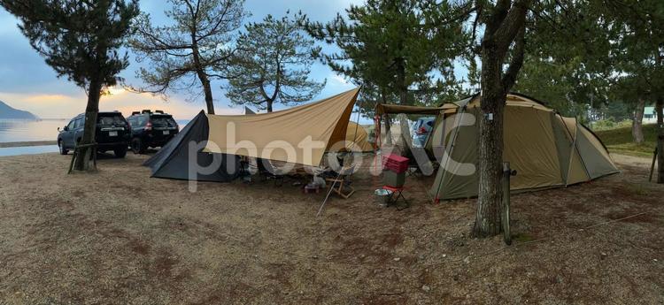 屋外キャンプの風景 キャンプ,風景,屋外の写真素材