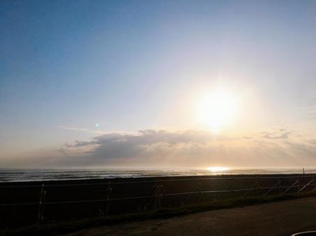夕焼けと水平線 夕焼けと水平線の写真