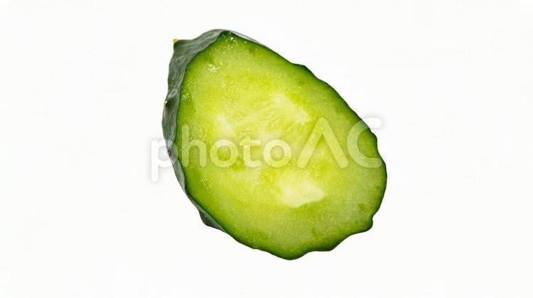 輪切りきゅうり　切り抜き きゅうり,胡瓜,野菜の写真素材