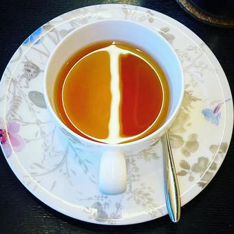 花柄のティーソーサー 花柄のティーソーサー おしゃれ,カフェ,ティーカップの写真素材