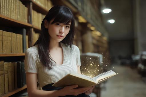 図書館で求めていた本に出会えた女性の写真