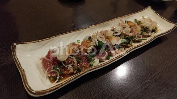 おいしいカツオのたたき カツオ,刺身,魚の写真素材