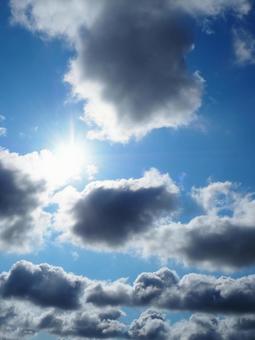 夏の空・青空と太陽と雨雲 夏の空・青空と太陽と雨雲 夏,青空,太陽の写真素材