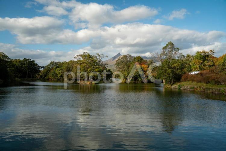 秋の函館、大沼、駒ヶ岳 函館,大沼,大沼公園の写真素材