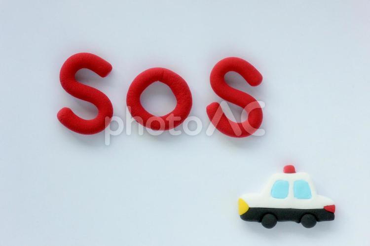 SOS　イメージ　パトカー sos,110番,警察の写真素材