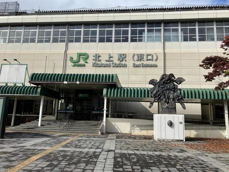 JR北上駅の東口 北上駅,jr,駅の写真素材