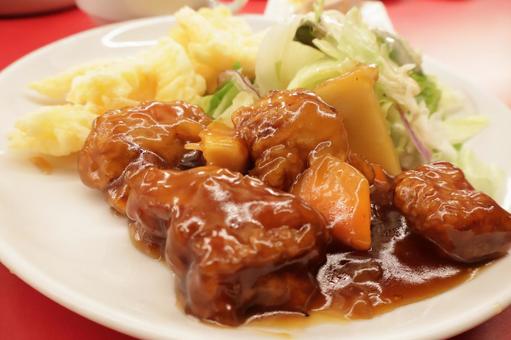 おいしそうな町中華の酢豚定食　酢豚 酢豚定食,酢豚,中華の写真素材