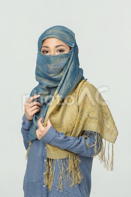 ヒジャブのアジア人女性２５１ ムスリム,女性,ヒジャブの写真素材