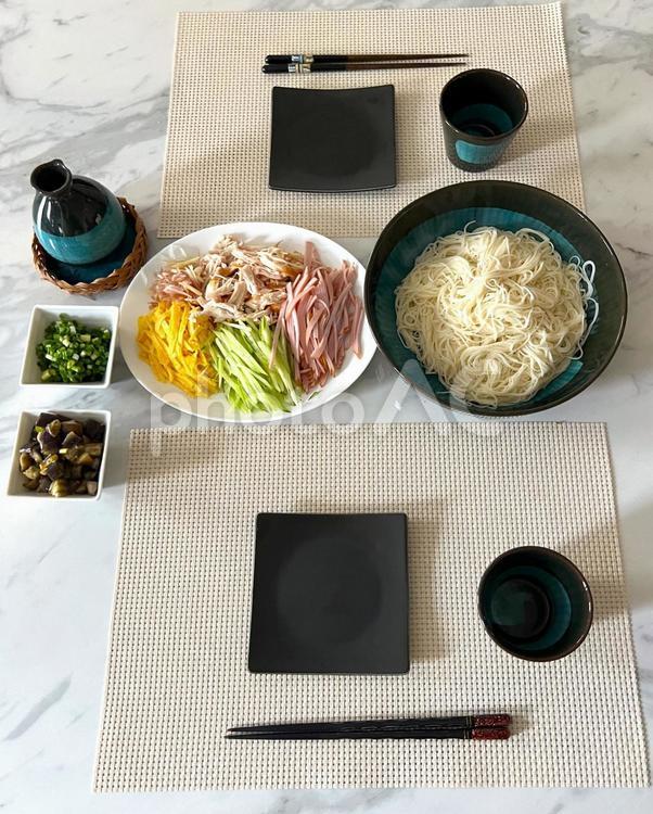 夏のお昼ごはん そうめん,ランチ,夏の写真素材