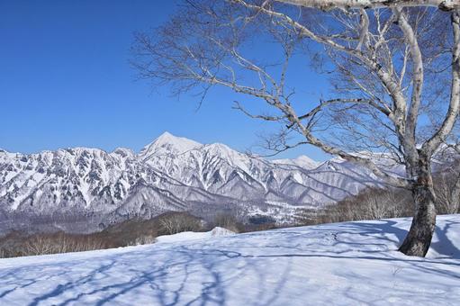 戸隠スキー場での絶景 高妻山方面 戸隠スキー場での絶景 高妻山方面 戸隠スキー場,戸隠,スキー場の写真素材