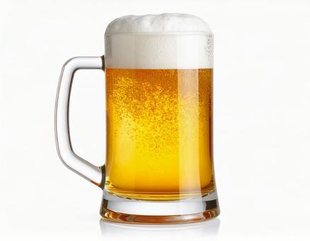 キンキンに冷えたビールジョッキ　背景白 の写真