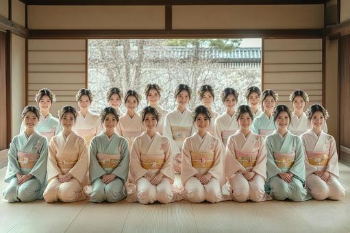 着物姿の女性たちのイメージ 着物姿の女性たちのイメージの写真