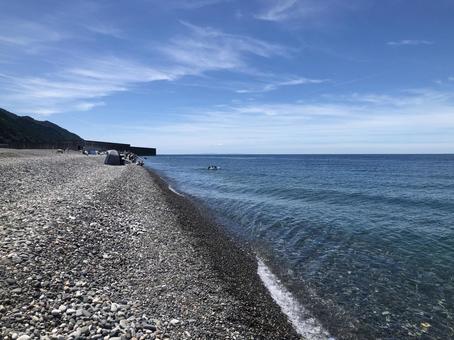 砂浜 波打ち際 日本海 新潟県糸魚川市 砂浜 波打ち際 日本海 新潟県糸魚川市の写真